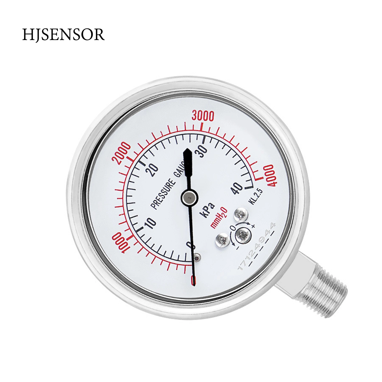 MPa/kPa Exquisite Shockproof Stainless Steel Bimetal Pressure Gauge