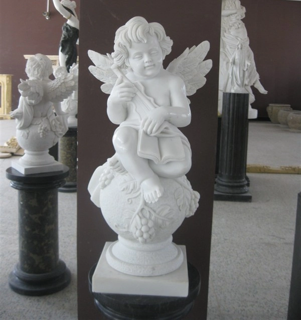 Lovely Little Angel Figure Statue Marble Stone Sculpture (SYMS-179)