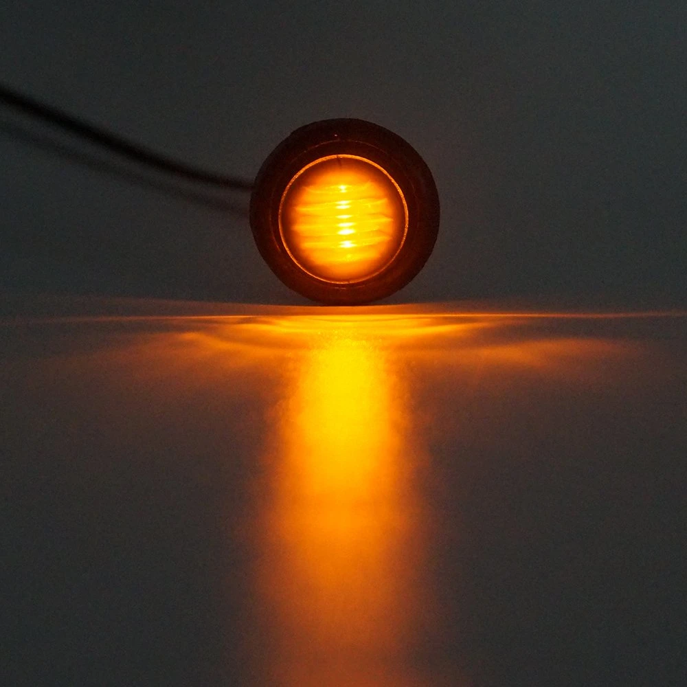 3/4 Inch Round Smoky Amber LED Side Marker Lamps