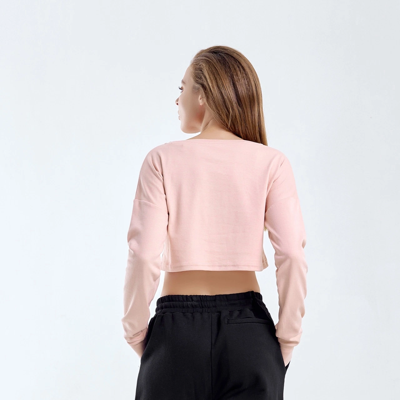 Women's Super Soft Crop Long Sleeve Shirt Blank Apparel Available for Custom Made, Private Label, Wholesale/Supplier Blanks, White Label with Low Cost