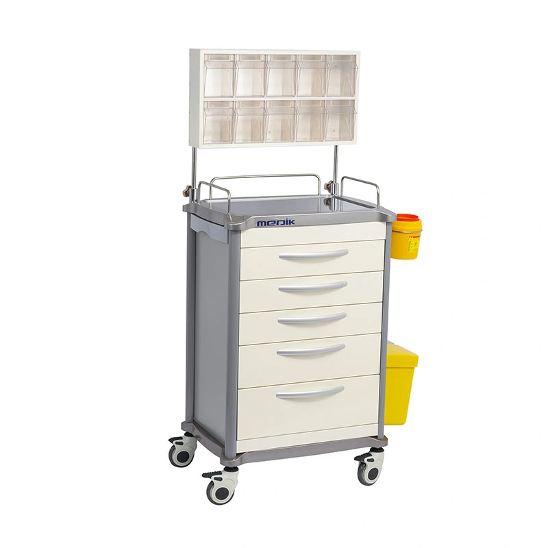 Mk-C06 Hospital Mobile Medical Lockable Metal Anesthesia Crash Trolley