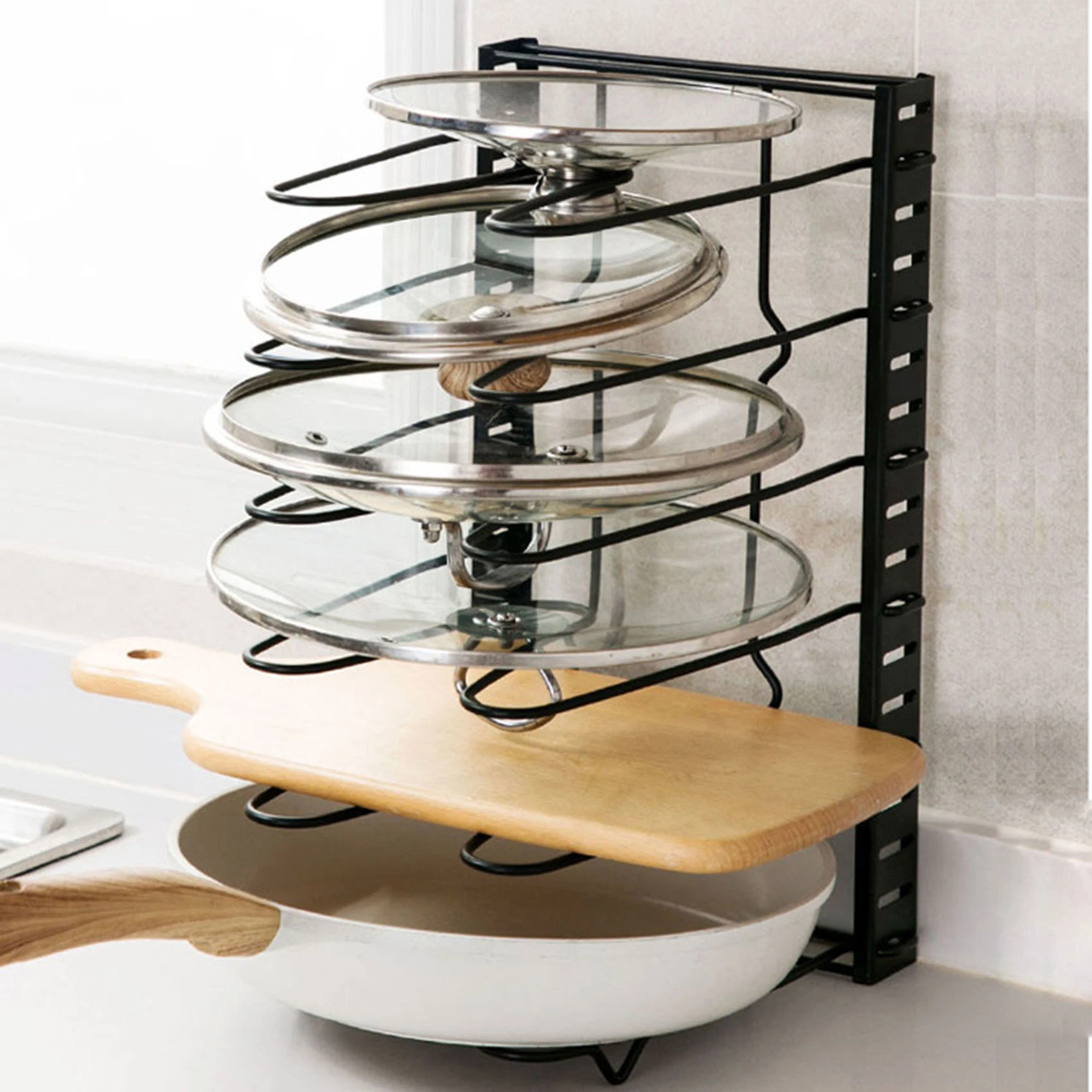 5 Tiers Kitchen Cookware Rack Wrap Organizer Desktop Organizer Pot Storage Racks