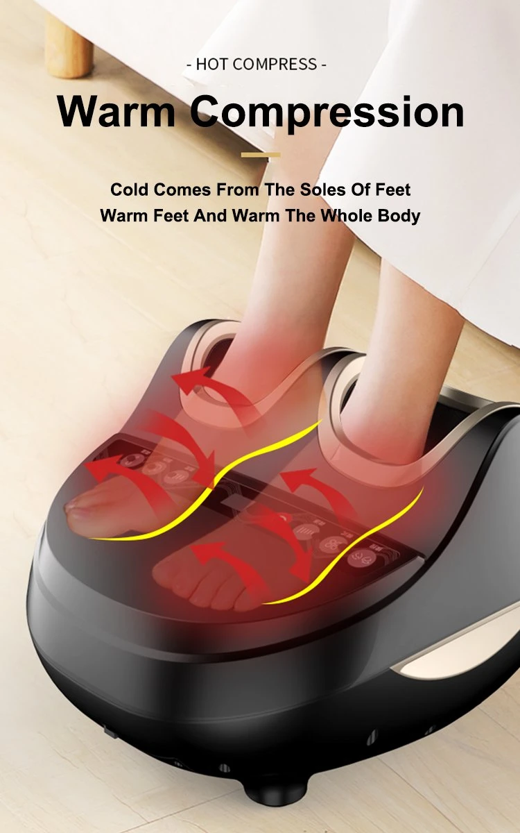 Masajeador de pies envuelto en bolsa de aire 4D para uso doméstico con múltiples funciones, control eléctrico de botones, compresión de calor, vibración y masaje shiatsu.