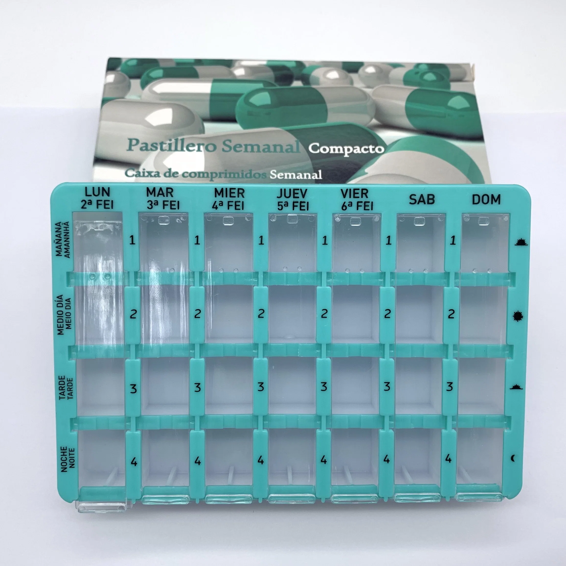 Portátil 28 compartimentos caixa de pílula Farmácia Medicine Case