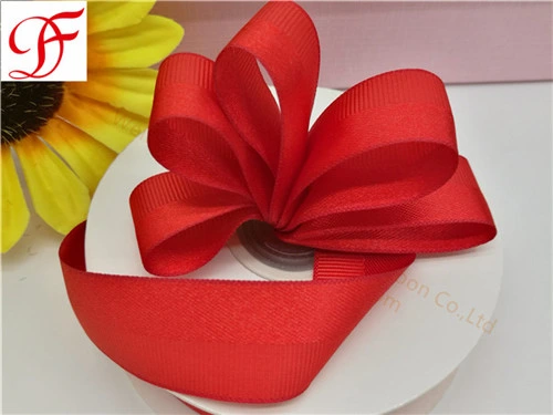 Hot Sale 6mm~75mm Polyester Half Satin Half Grosgrain Ribbon for Gift/Decoration/Packing/Wrapping/Garments Accessories/Xmas Box