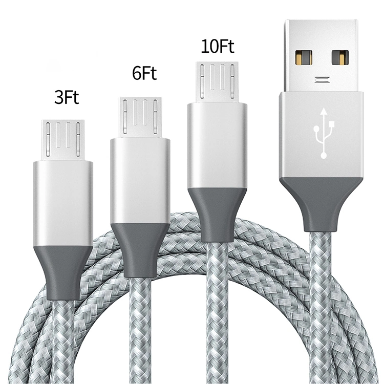 2m Nylon Braided Durable USB to Micro Data Cable 3FT 6FT 10FT Android Phone Charging Cable for Samsung Galaxy Note 20 10 9 8 Moto G8 G7