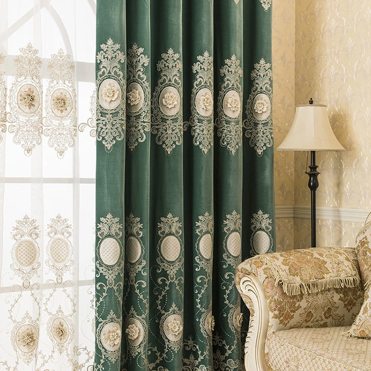Luxury European Palace Villa Embroidery Fresh Elegant Romantic Jacquard Simple Curtains for Living Dining Room Bedroom Windows