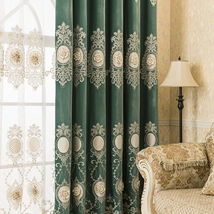 Luxury União Palace Villa Bordados Elegantes frescos Jacquard Romântico Cortinas simples para sala de jantar quarto Windows