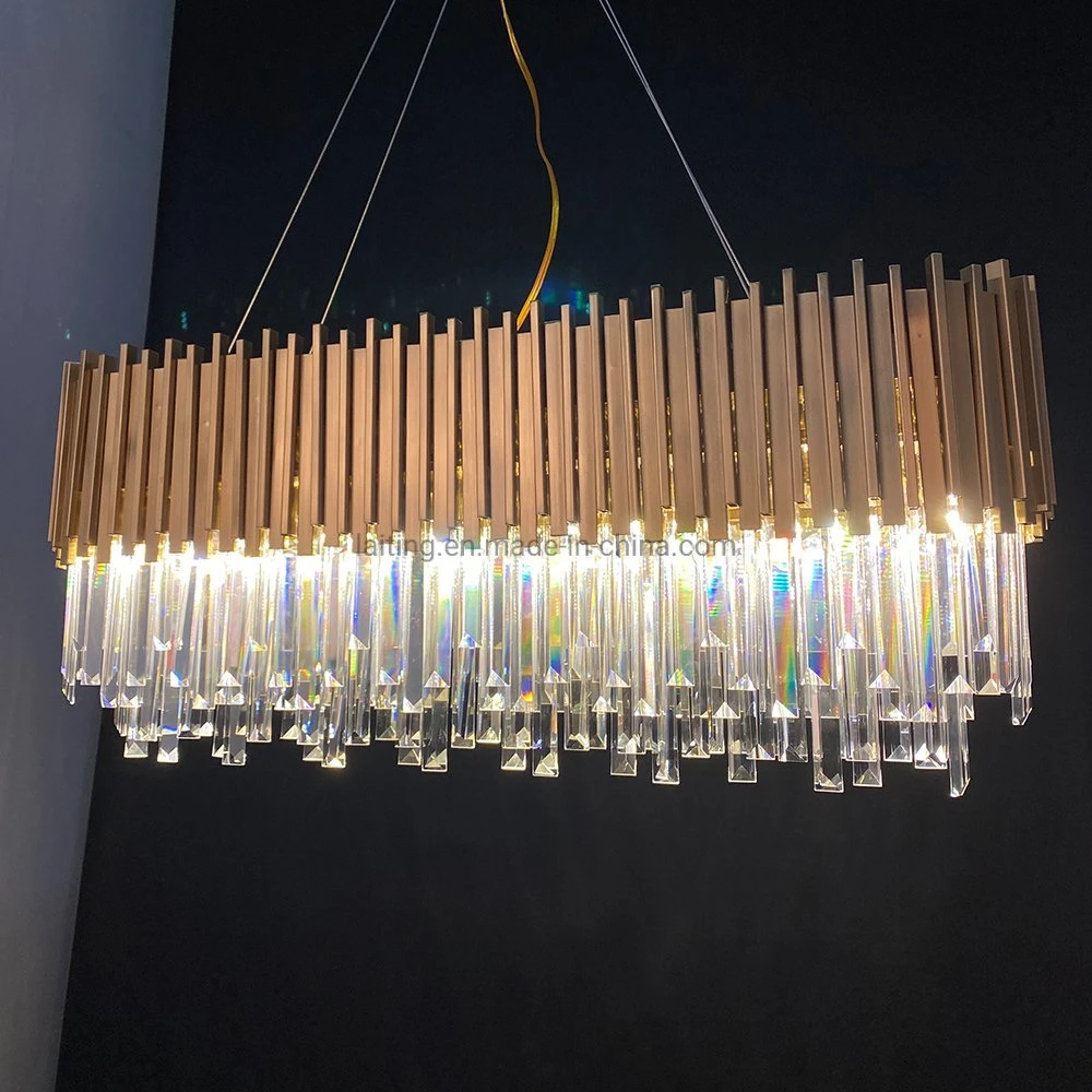 Rectangular Luxury Post Modern Chandeliers K9 Crystal Pendant Light Guzhen Hanging Lights Decorative Lighting