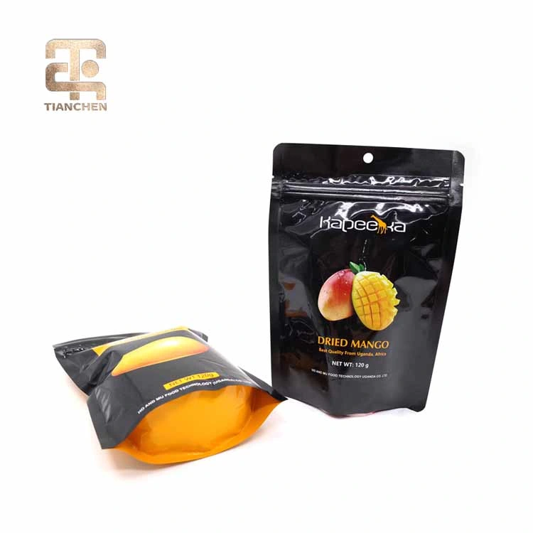 Plástico Negro aluminio metalizado fruta seca Stand up Zipper Packaging Bolsa