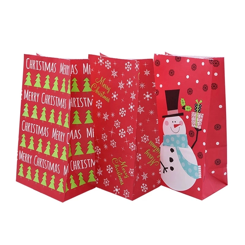 High Quality New Design Christmas Pattern Gift Food Paper Bag