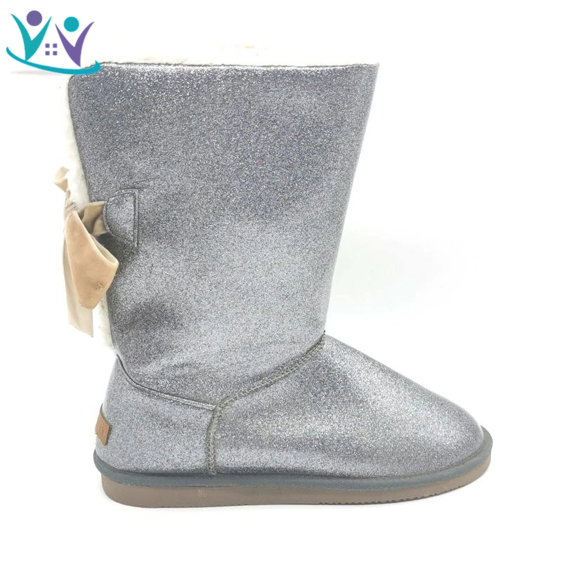 Sherpa Grey Soft Glitter Fashion Warm Snow Boots