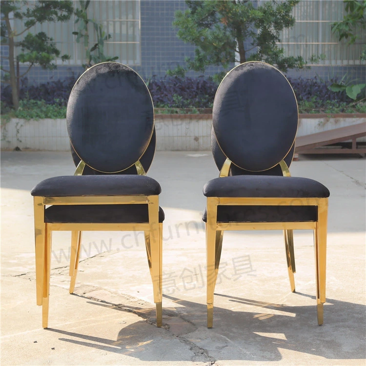 Gold stainless Steel Blue Fabric Dior Chairs for Wedding Event