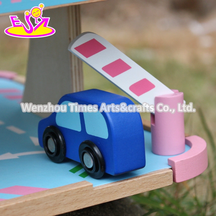 New Products Lovely Pink Children Wooden Toy Garage for Cars W04b050