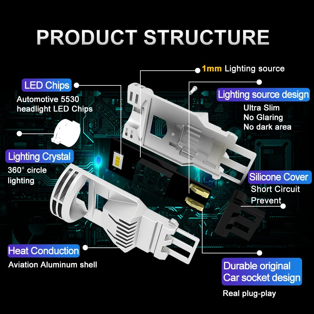 Alto Poder luminoso intermitente LED T20 1156 1157 3156 3157 la bombilla de luz de reversa de freno trasera de coche