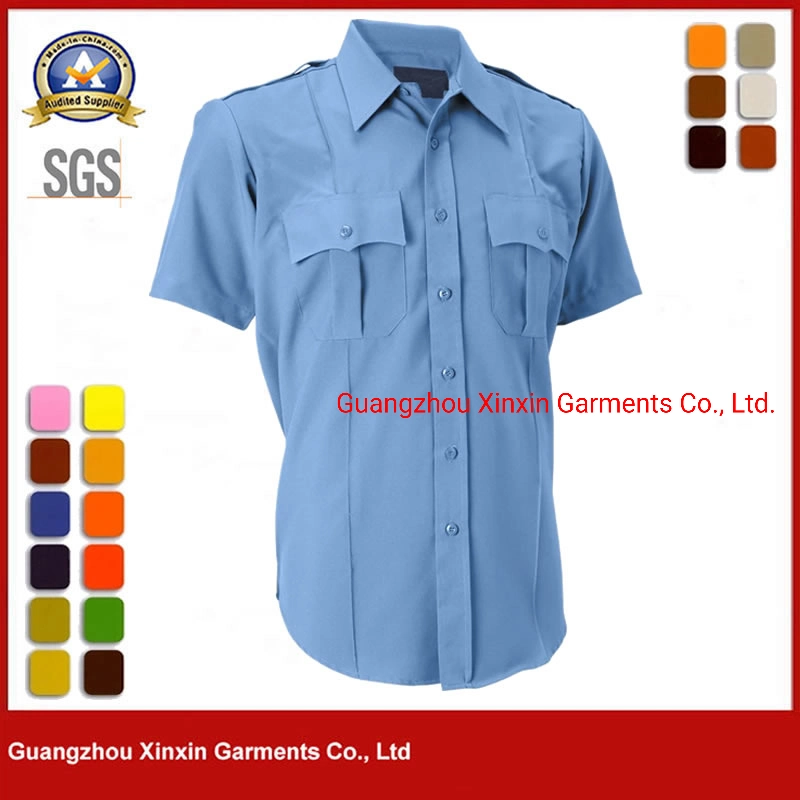 Cotton Short Sleeve Airport Hotel Security Guard Uniform Shirts for Men (W2833)