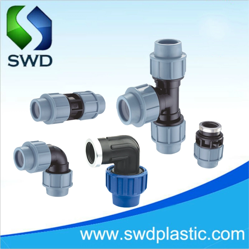 PP Compression Fitting Adaptor Coupling Tee for Water Supply