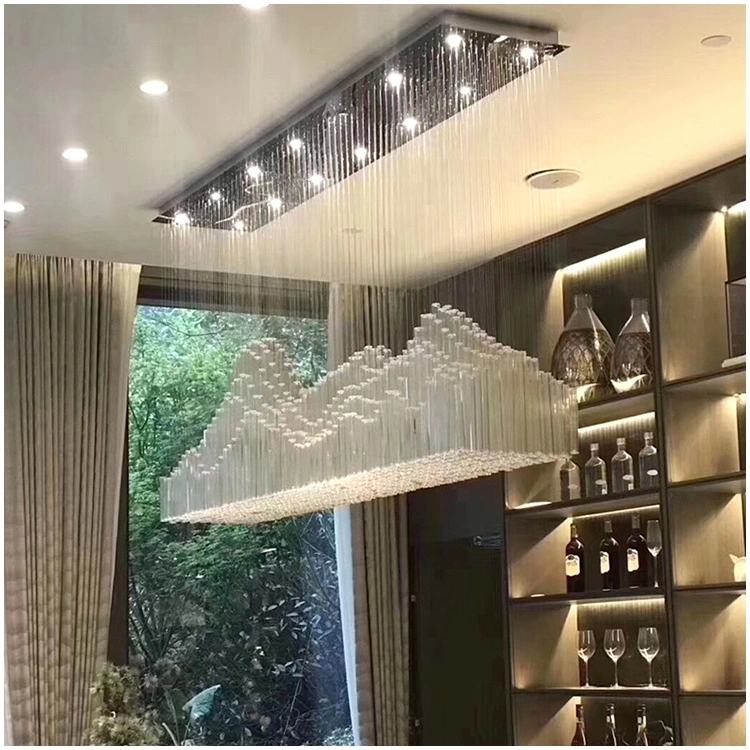 Custom Crystal Ceiling Light Fixture for Dining Room Wedding Centerpieces Crystal Rectangle Chandelier