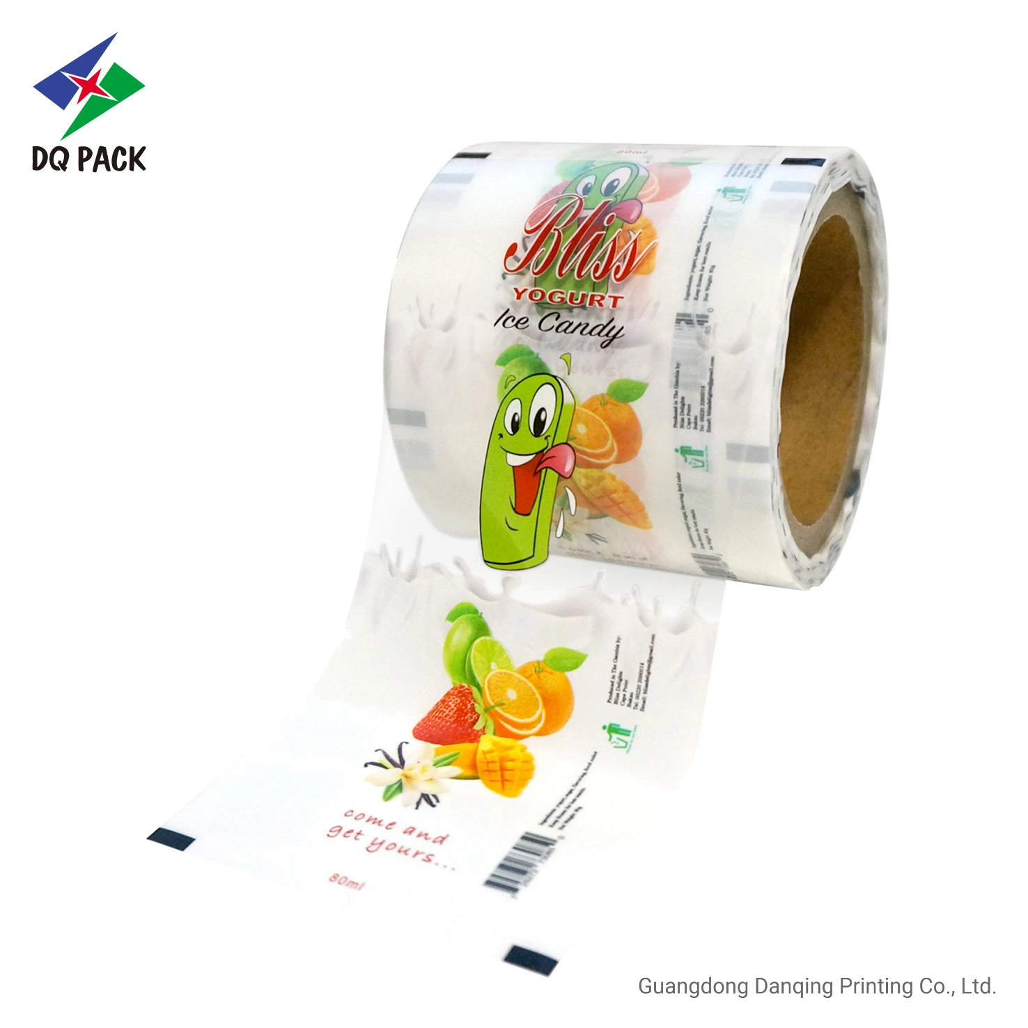 Yogurt Tube Packaging Plastic Roll Film Custom Printed for Food