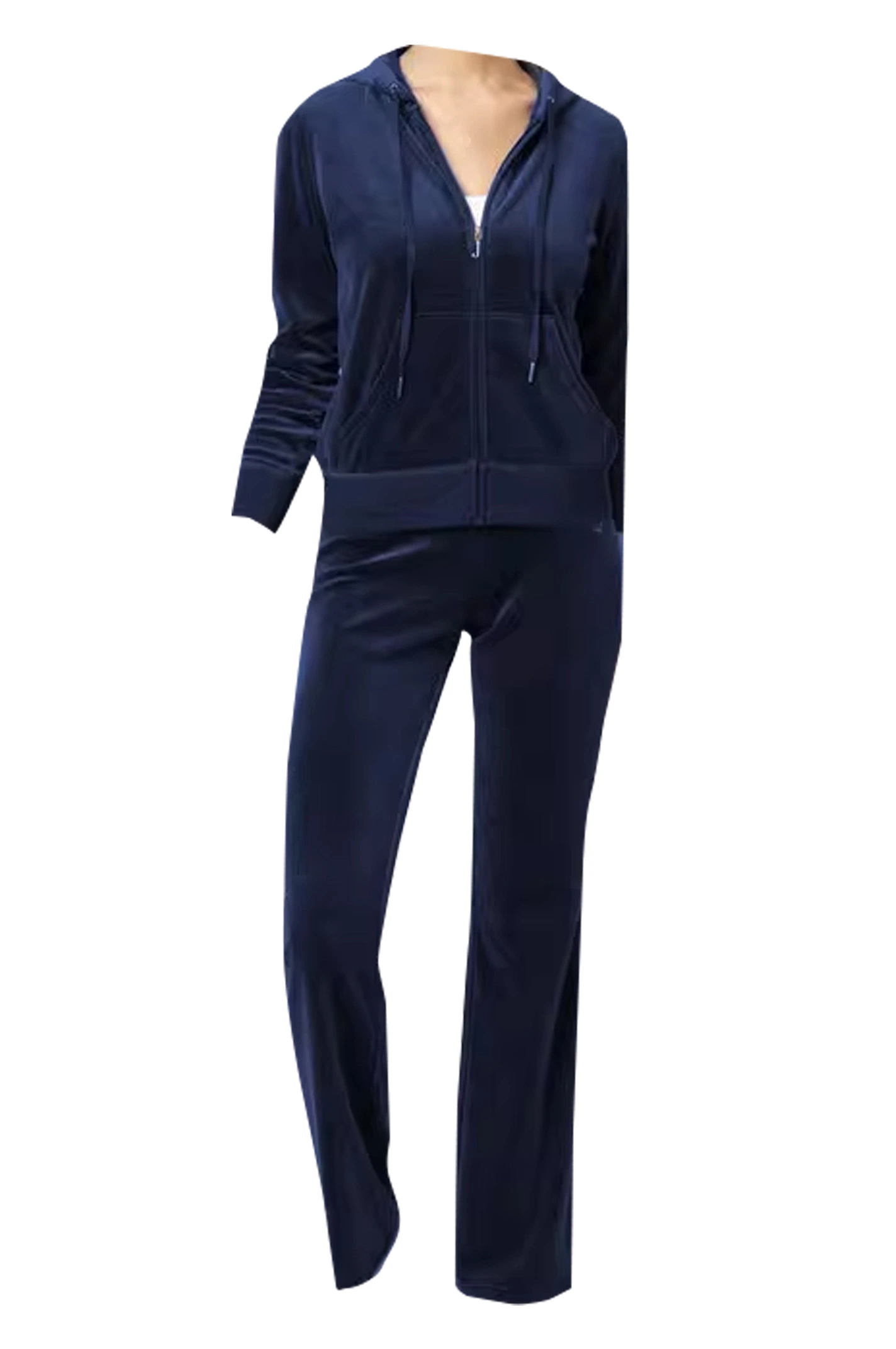 RPET Women's Casual Velour Tracksuit Set Full Zip Hoodie Long Lounge Wear