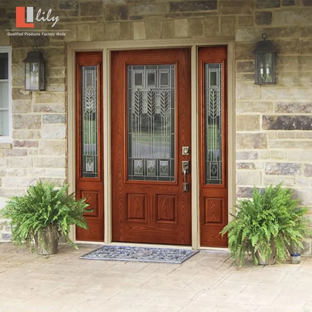 Factory Price Exterior Grill Design Pivot Molded Security Fiberglass Steel Aluminium Plastic Wood Panel French Hinged Flush Swing Main House Front Door