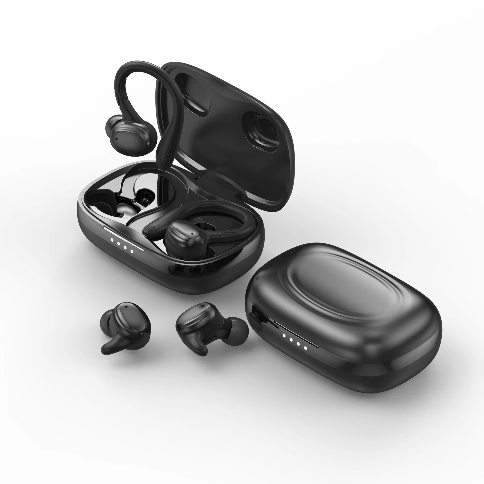 Auriculares con gancho para la oreja nuevos y calientes molde privado I24 negro impermeable Auriculares deportivos inalámbricos TWS