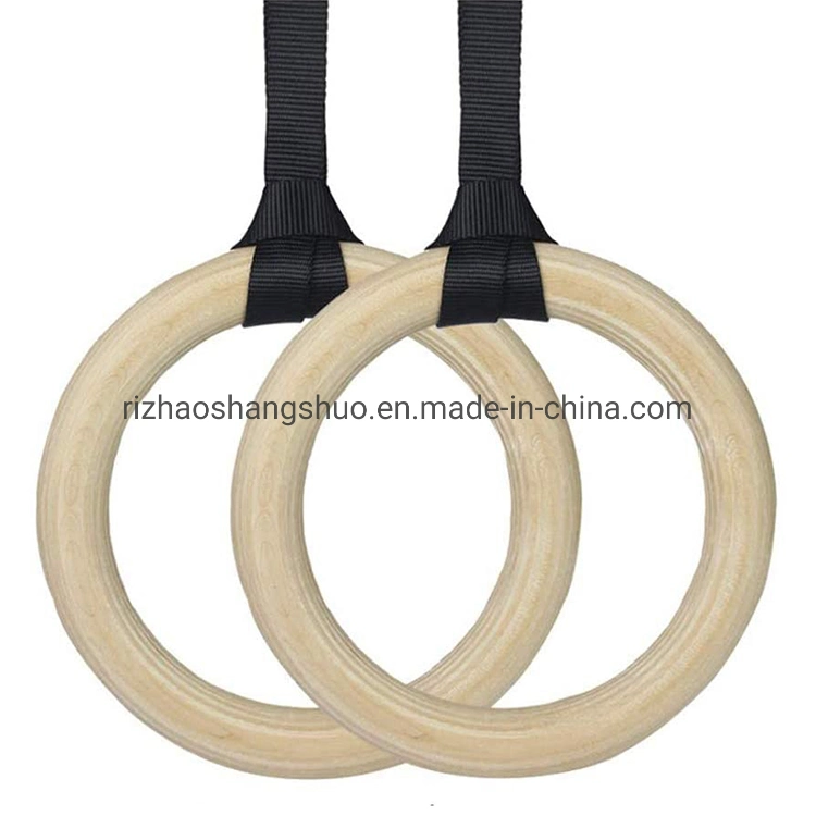 Los anillos de gimnasia de madera con tirantes de los anillos de Gimnasio Fitness Gimnasia Ring