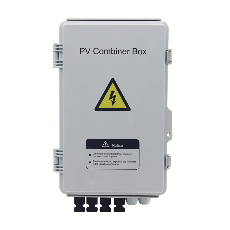 4 String PV Combiner Box & Solar Connectors, Solar Combiner Box with 15A Rated Current Fuse Lightning Arrester and 63A Circuit Breakers for Solar Panel System,