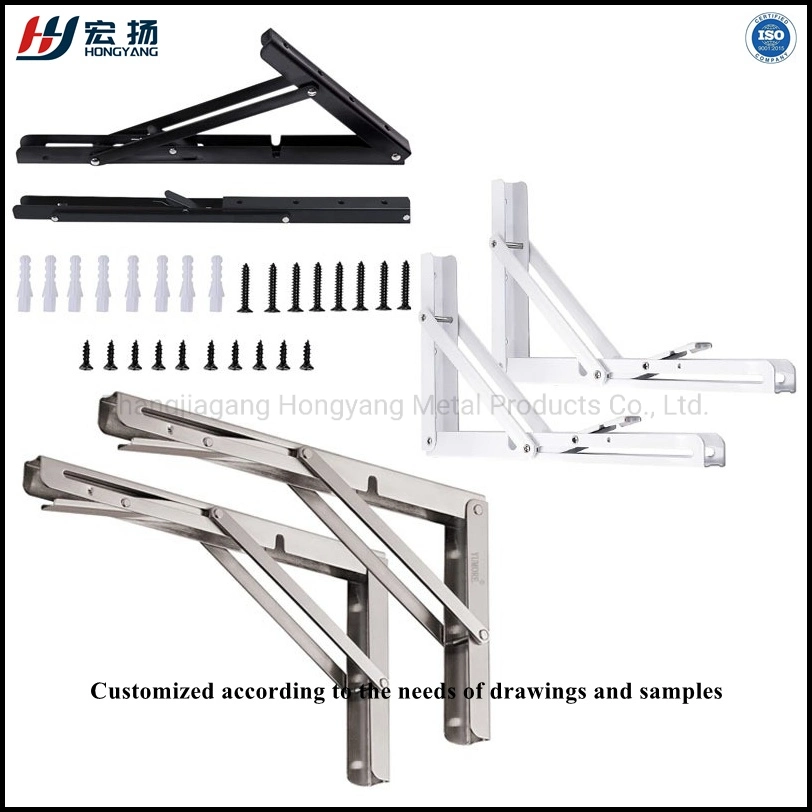 90 Degree Triangle Adjustable Stainless Steel L Angle Wall Mounting Shelf Metal Folding Table Bracket