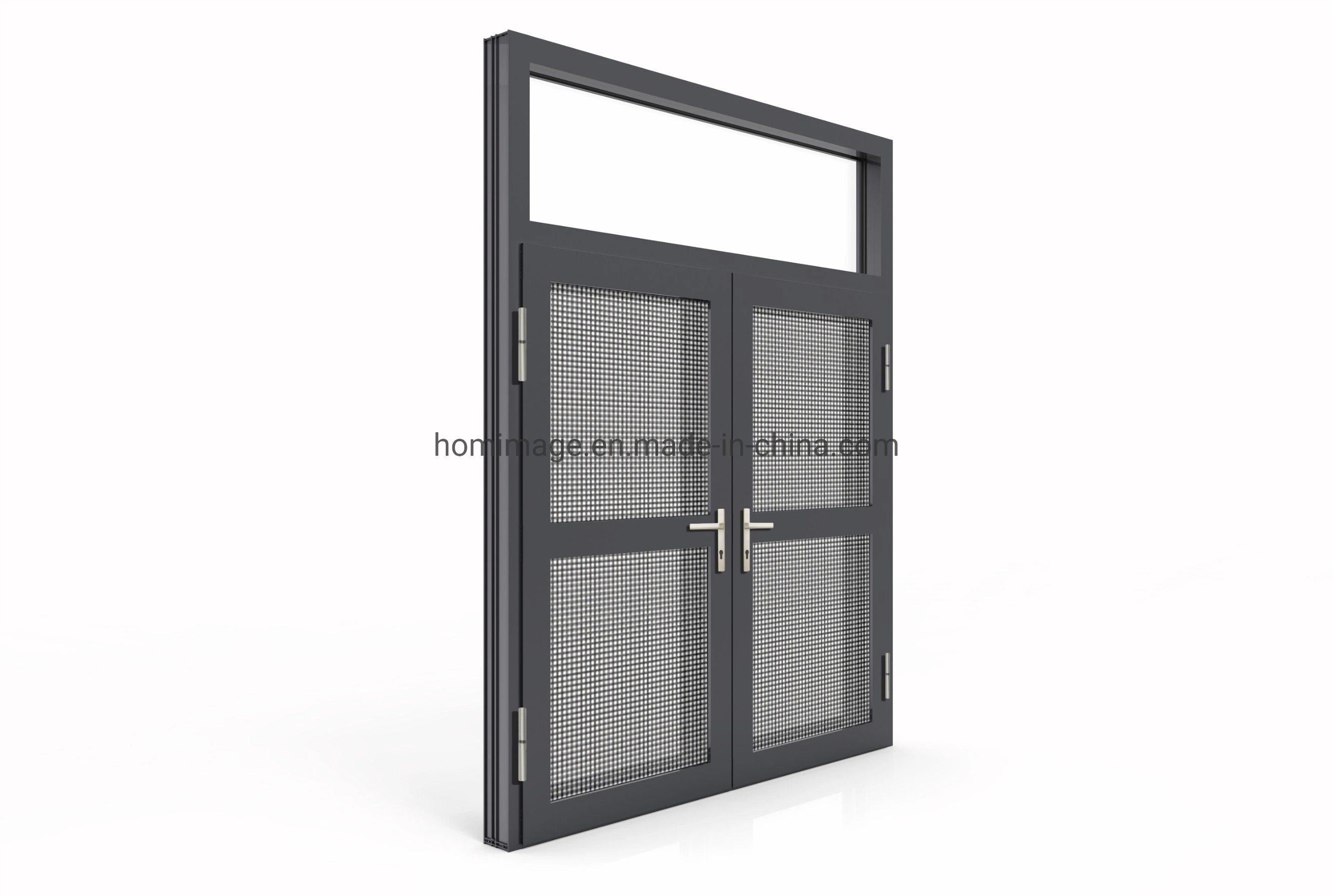 Aluminium/Aluminum Double Glass Enterance Hinged Door with Security Fly Screen