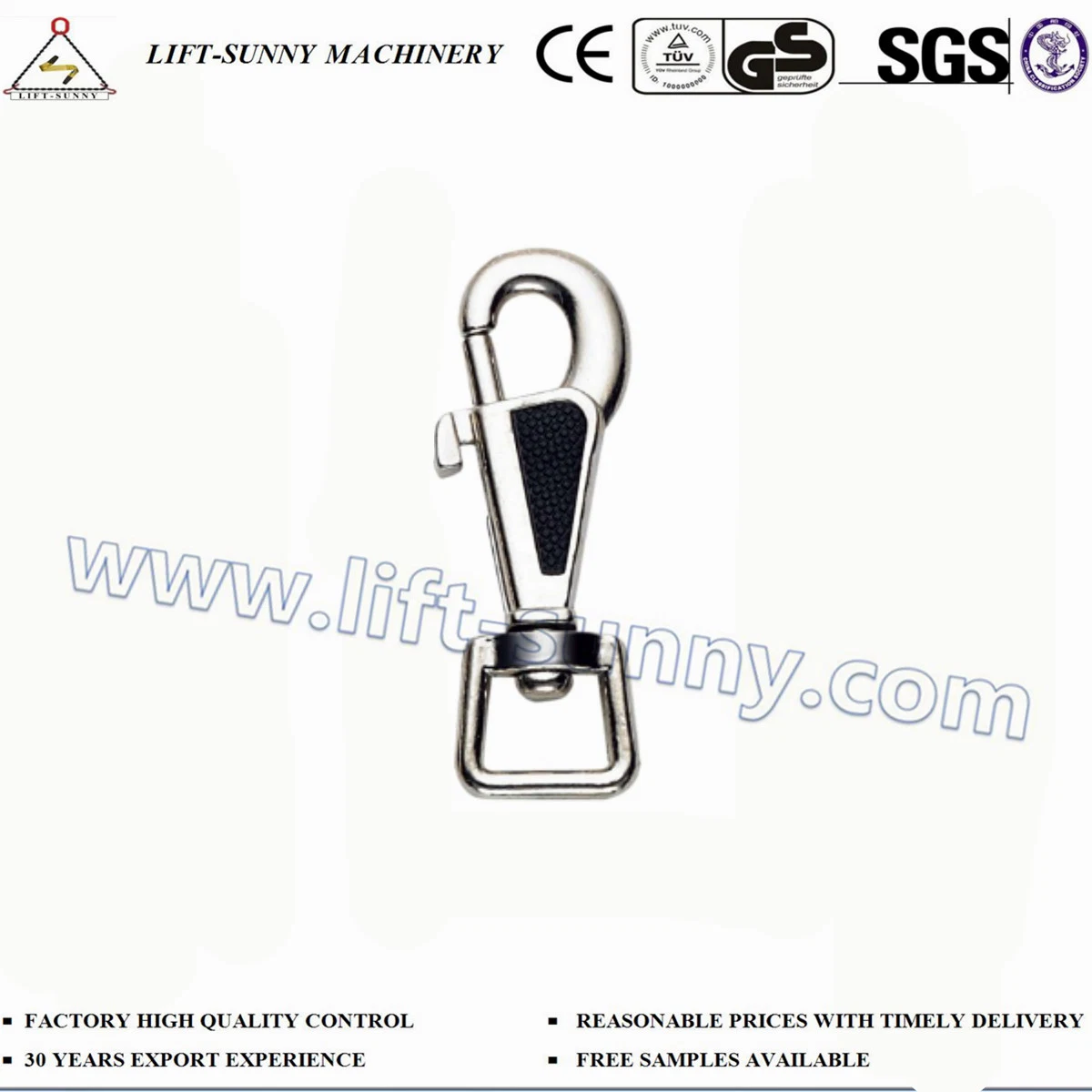 17mm*73mm Black Square Head Zinc Die Cast Swivel Snap Hook