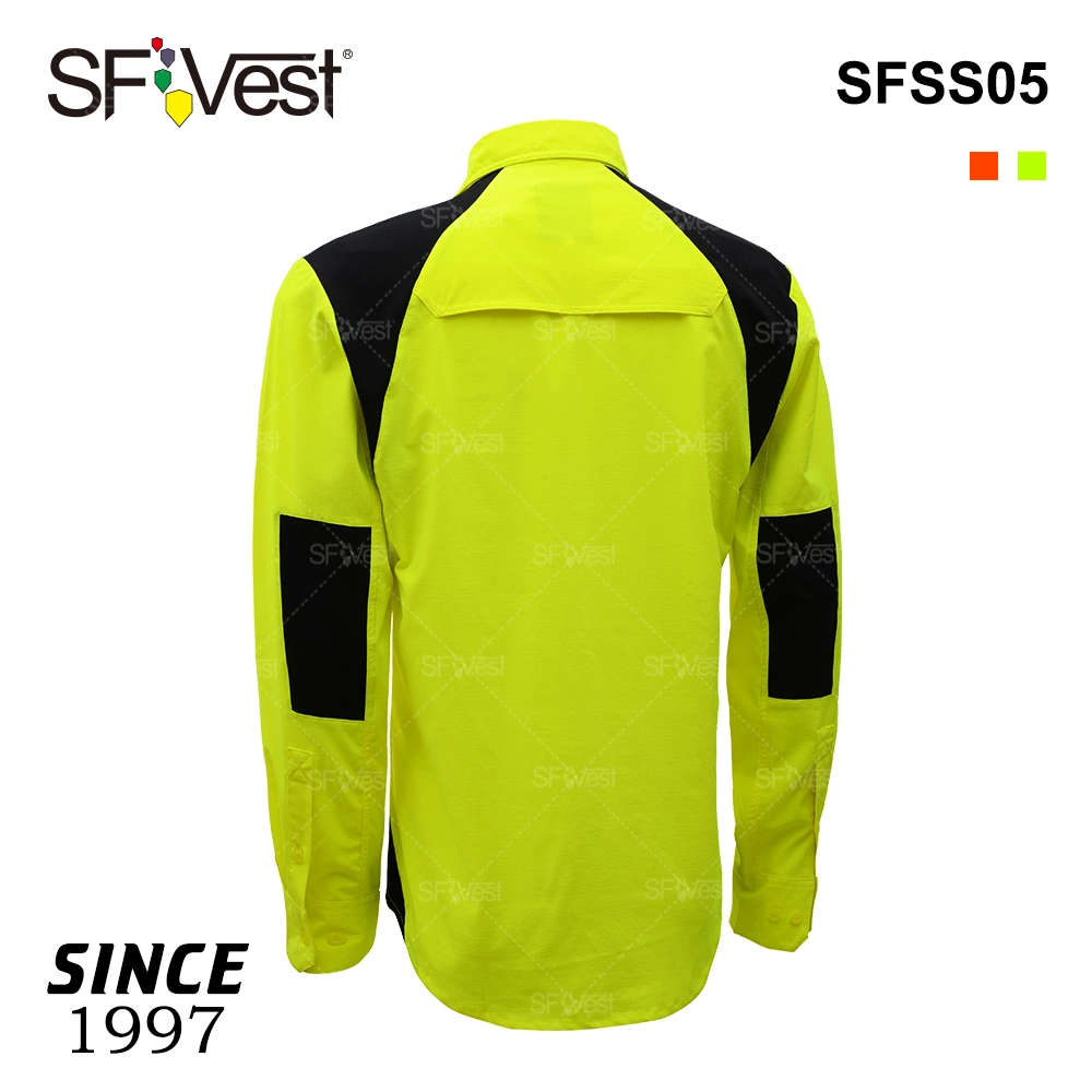 Breathable Hi Viz Safety Work Shirts PPE Security Workers Wear Uniform