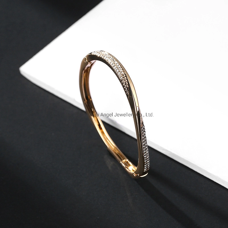 Ladies 6A CZ 18K Gold Plated Fashion Fine Jewelry Women 2023 Bangle