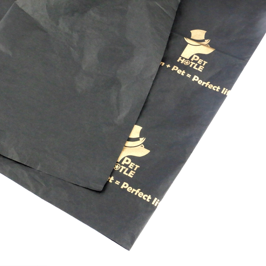 High quality/High cost performance  Gold Foil Logo Black Tissue Wrapping Paper