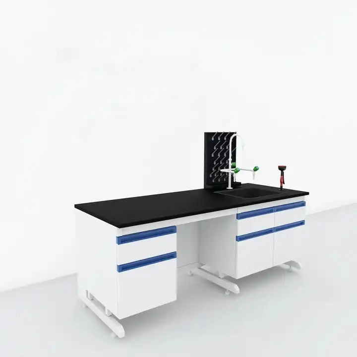 Modern Laboratory Furniture Workstation All Steel Lab Work Bench with Sink and Cupboard