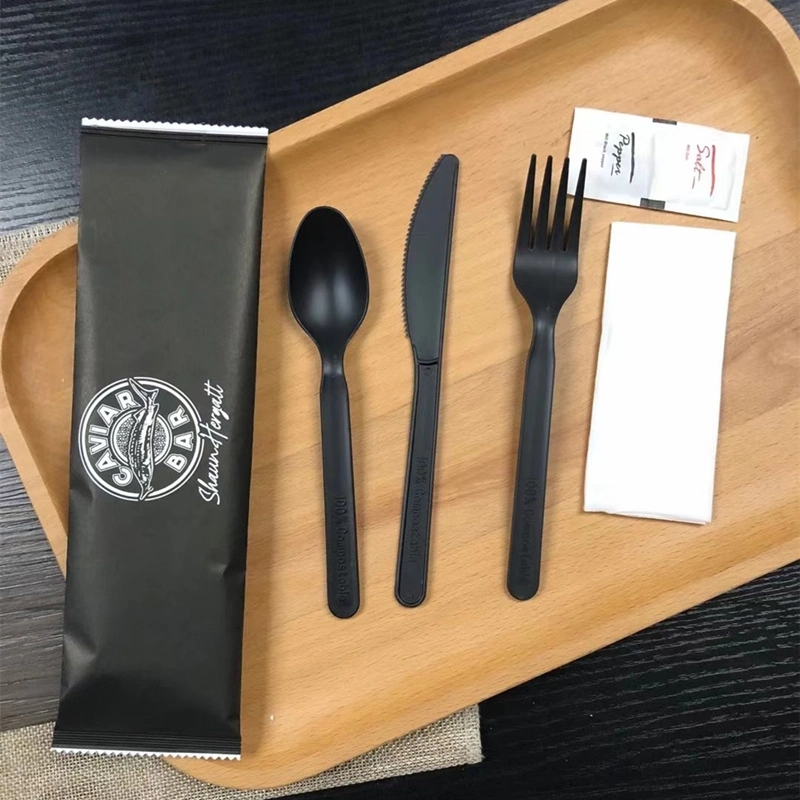 Eco-Friendly Kitchen Utensils Dinner Set 7inch Biodegradable Cpla Disposable Cutlery Set