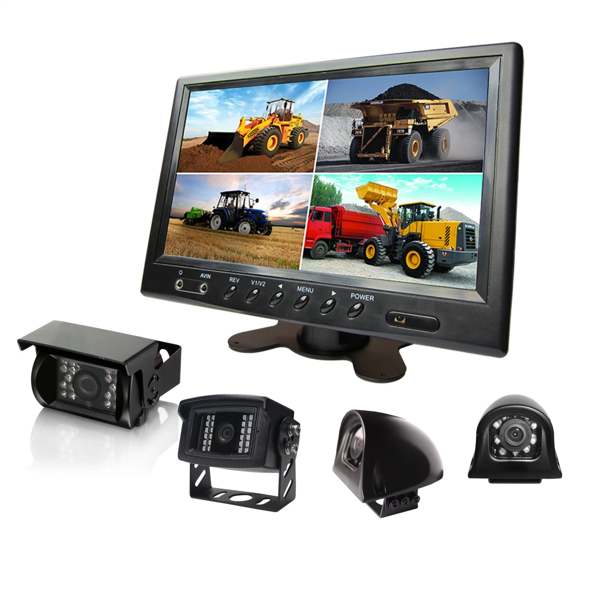 9 Inch 4CH Quad Rearview Monitor Reverse Backup Car Camera