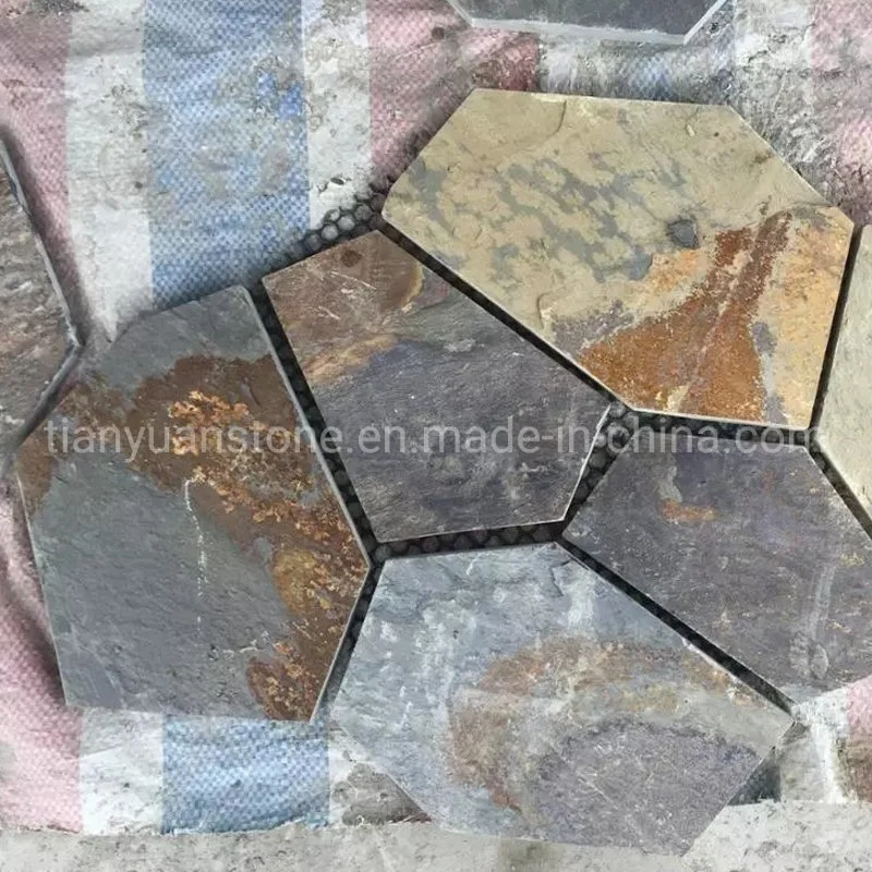 Natural Rusty Slate Meshed Stone Paver for Garden/Patio