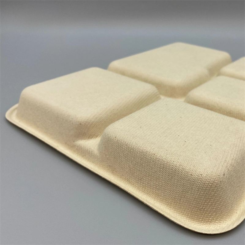 Compostable Biodegradable Wheat Straw Tableware Retangle 5coms Food Tray