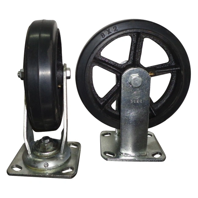 200 Fixed Swivel Caster Solid Rubber Wheel