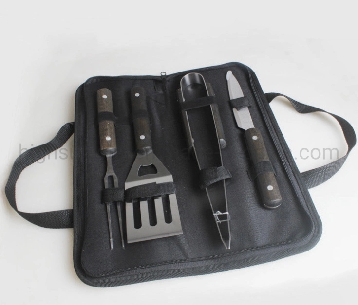 High quality/High cost performance  Multifunction Portable Outdoor 8PCS Barbecue Fork Knife Kit Set with Gloves in Bag BBQ Grill Tool