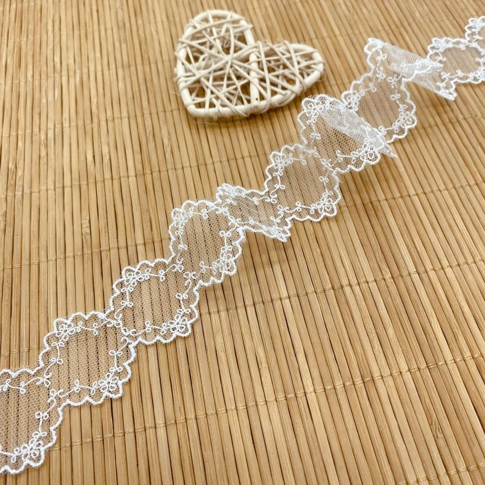 New Lace Mesh Polyester Embroidery Double Trim Wedding Accessories Embroidery Lace