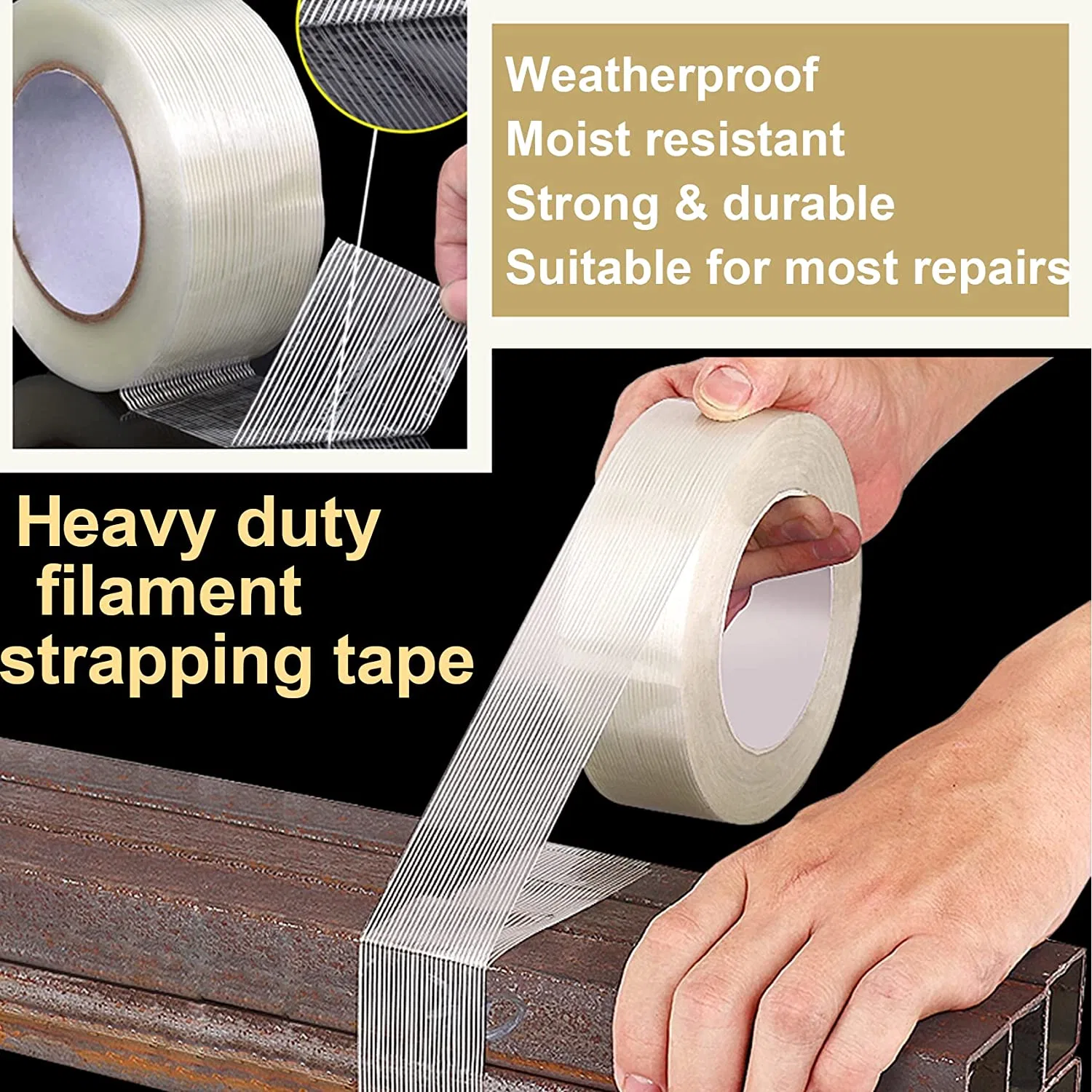 Reinforced Strapping Class Self Adhesive Cross Weave Bidirectional Straight Glass Fiber Tape Fiberglass Filament Tape