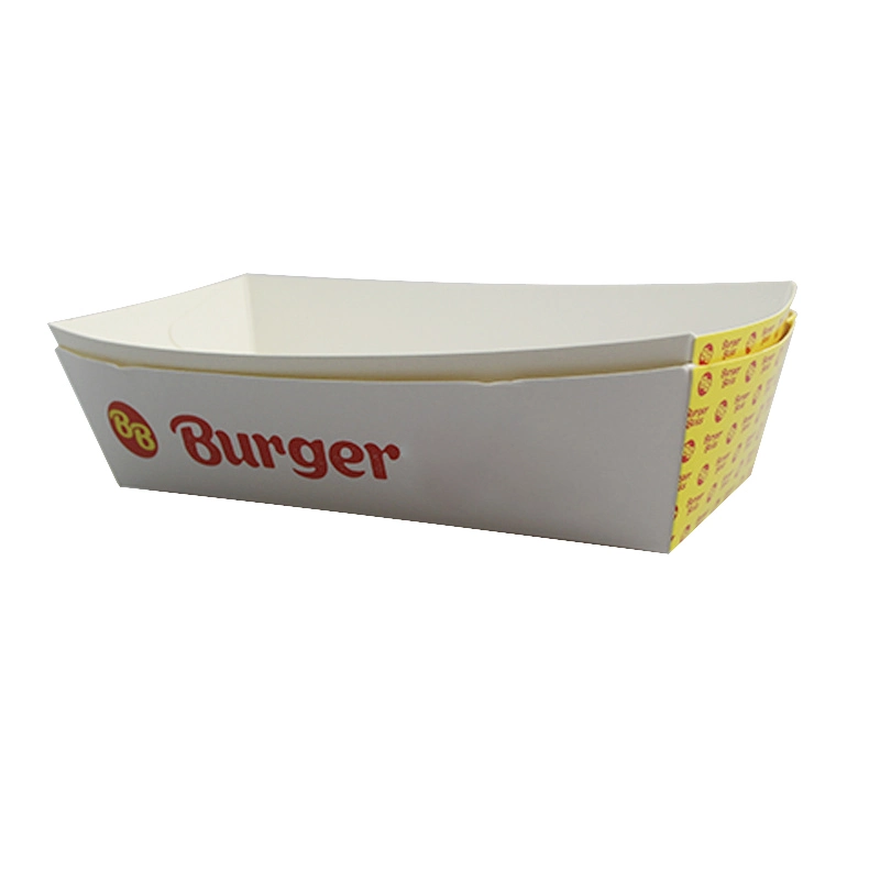 White Disposable Paper Food Serving Tray for BBQ&prime; S, Picnics, Carnivals and Festivals