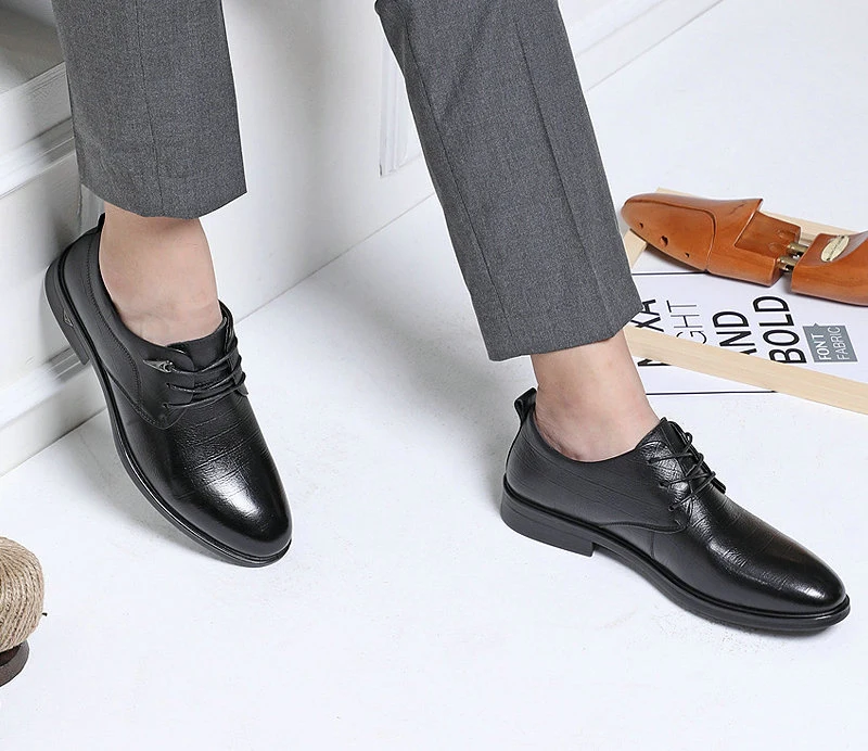 Leather Black Shoes for Men Business Casual Shoes, Formal Shoes, Lace-up Oxford Shoes Esg13982