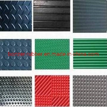 3mm 5mm Waterproof Anti-Slip Coin/Diamond/ Orange Peel/Wide/Fine Ribbed Pattern Rubber Flooring Mat Sheet