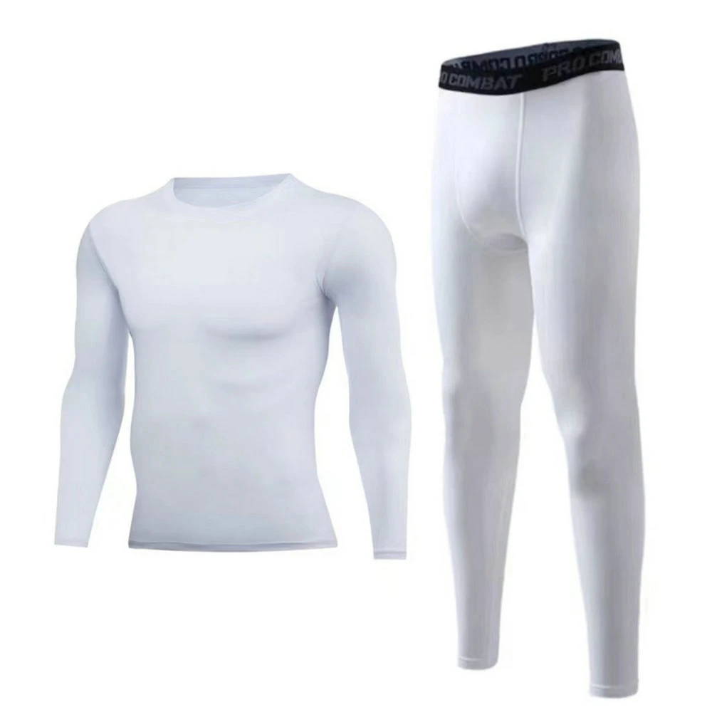 Men Compression Elastic Tights and Long Sleeve Tops Breathable Running Uniform Fitness Workout Gym Wear Wbb18558