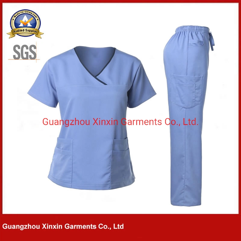 Cheap Wholesale/Supplier Female New Style Fashionable Hospital Nurse Uniform Unisex Medical Scrub Suit Designs (H137)