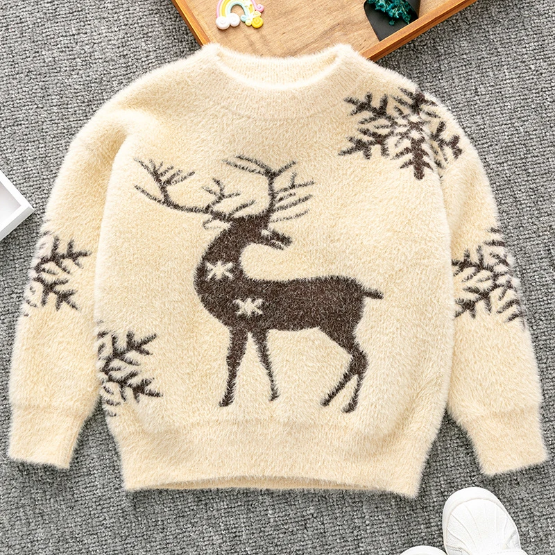 Winter New Imitation Velvet Christmas Boy Warm Sweater Children's Clothing