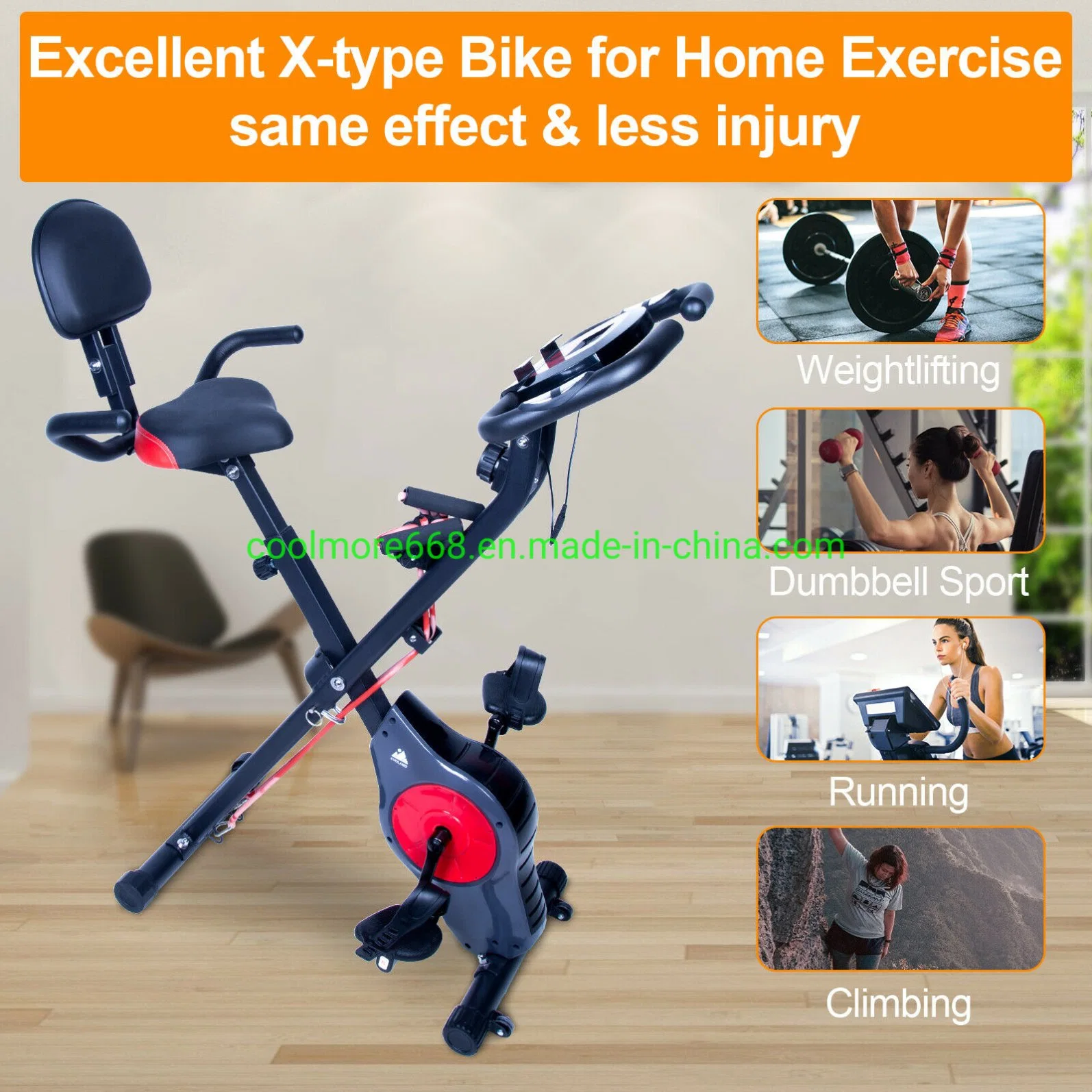 Folding Semi Recumbent Magnetic Upright Exercise Bike with Free APP for Indoor Bike Workout Log and Track, Backrest,